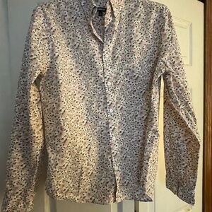 Express white with pink and gray Floral Men's Shirt